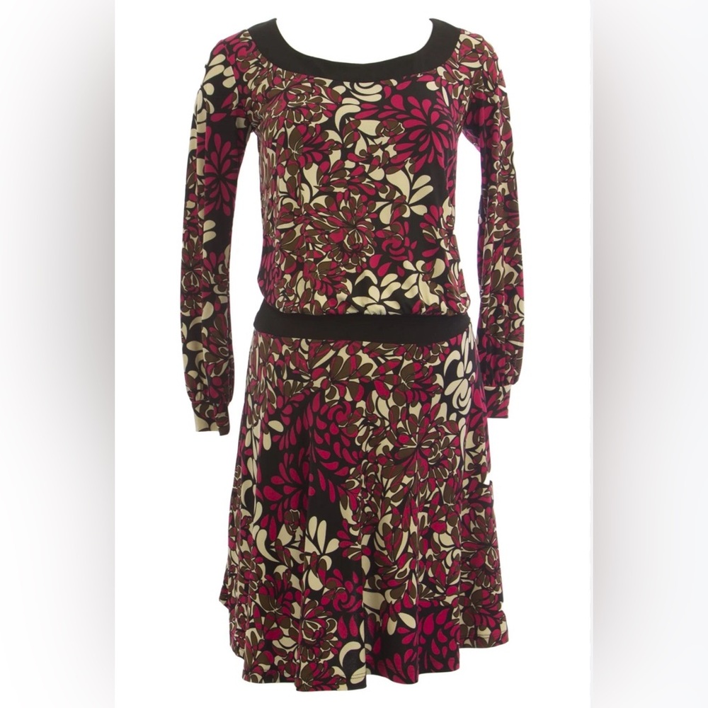 Olian Maternity Boho Lightweight Floral Print Long Sleeve Blouson Dress XS. NWT
